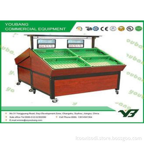 Customized Double Sides Fruit vegetable display shelves and